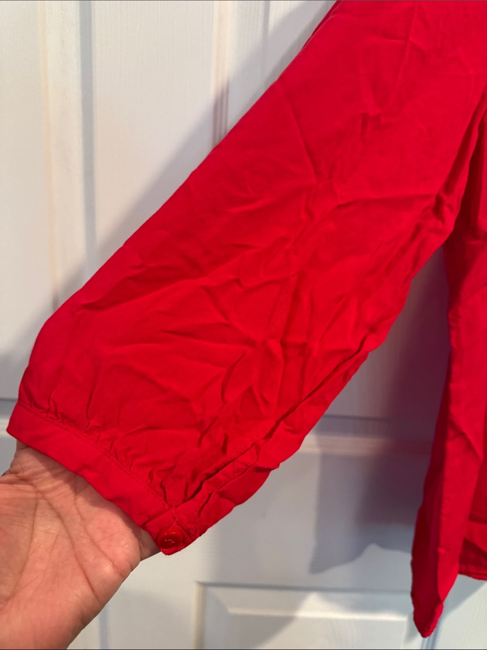 Solitaire Red Embroidered Button-Front Blouse - Picture 3 of 4